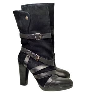 Black Leather wraparound Stuart Weitzman strap Boots sz 9.5